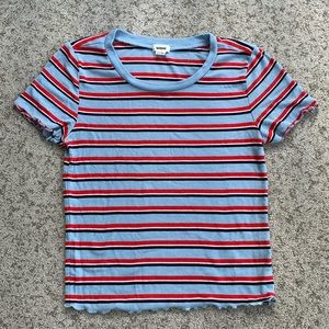 Light blue, red,and white tee-shirt from garage